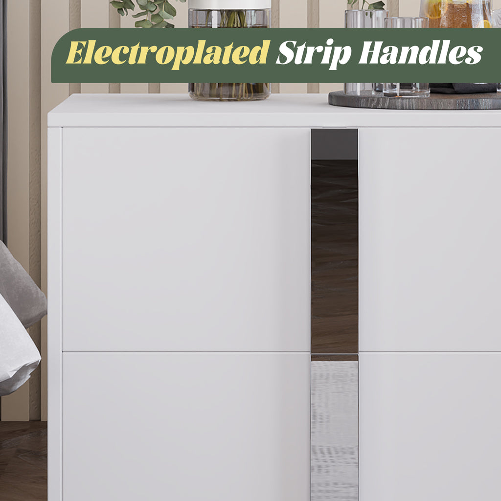 Modern End Table with Drawers, Elegant Nightstand with Metal Foot,Wood Bedside Table with Mirrored Metal Handles,Sofa Side End Table for Bedroom Living Room Office,White - Grand Goldman Shop