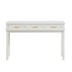 Cream White Vanity Desk with 3 Drawers, Modern Makeup Table or Writing Desk, Multipurpose Dressing Table for Bedroom, No Mirror Included - Grand Goldman Shop