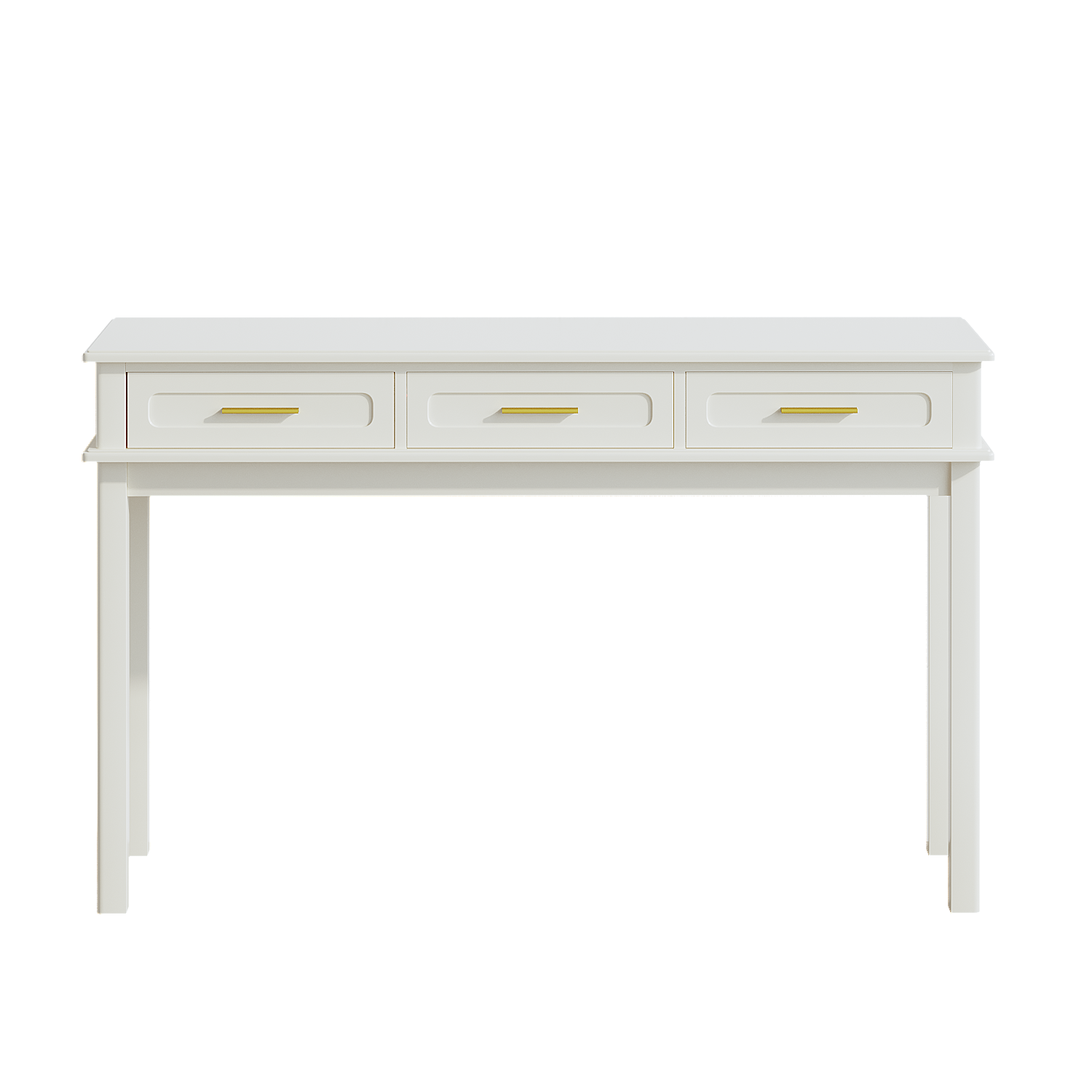 Cream White Vanity Desk with 3 Drawers, Modern Makeup Table or Writing Desk, Multipurpose Dressing Table for Bedroom, No Mirror Included - Grand Goldman Shop