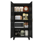 61'' 2 Shapely Doors Cabinet, Metal Storage Cabinet with Doors and Adjustable Shelves, for Bedroom, Living Room(Black) - Grand Goldman Shop