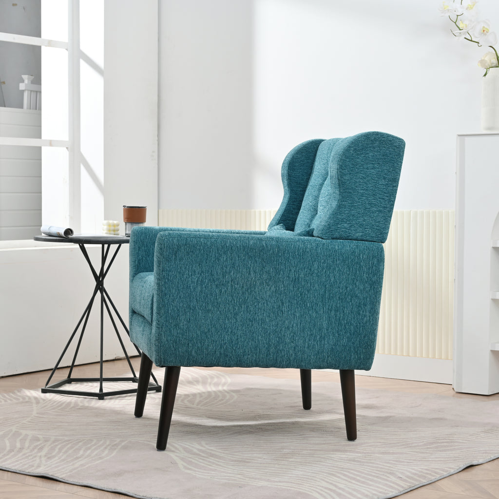 Modern Accent Chair Upholstered Foam Filled Living Room Chairs Comfy Reading Chair Mid Century Modern Chair with Chenille Fabric Lounge Arm Chairs Armchair for Living Room Bedroom (Teal) - Grand Goldman Shop