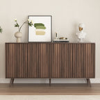 Sideboard Buffet Cabinet with Storage, Long Sideboard Storage Cabinet with 4 Doors, Wood Credenza Console Coffee Bar Cabinets with Adjustable Shelves for Living Room Kitchen Dining Room Walnut - Grand Goldman Shop