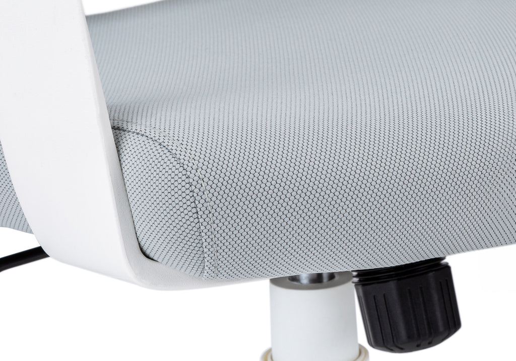 Office Chair, Adjustable Height, Swivel, Ergonomic, Armrests, Computer Desk, Work, Grey Mesh, White Metal, Contemporary, Mode