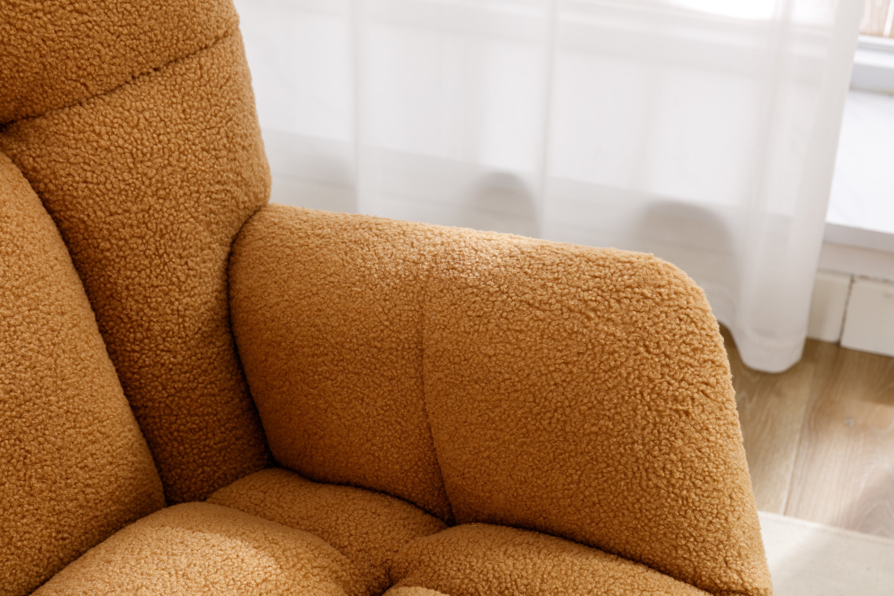 050-Teddy Fabric Rocking Gilder Nursery Chair For Living Room Indoor,Khaki - Grand Goldman Shop