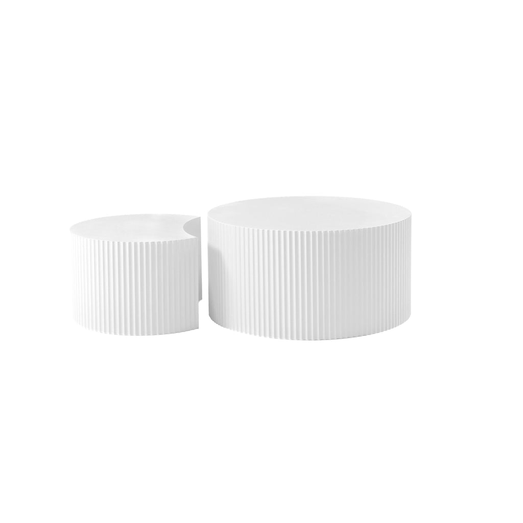 White Nesting table set of 2, Handcraft Relief MDF Coffee Table for Living Room/Office/Leisure Area(Same Sku:W876P271185) - Grand Goldman Shop