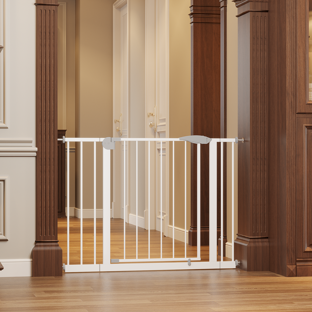 2 Pack 29.5-44.1' Wide Baby Gate for Stairs, Dog Gate Indoor for Doorways, No Drilling Pressure Mounted Pet Gates for Kids, E
