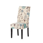 Contemporary Dining Chair Set with Rubberwood Legs in White and Blue Fabric - Grand Goldman Shop