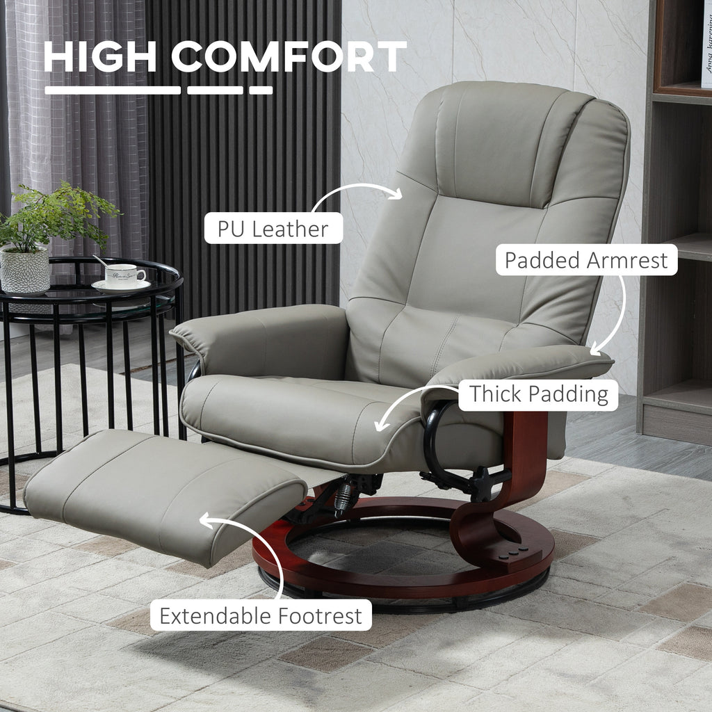HOMCOM Faux Leather Manual Recliner with Swivel Wood Base Padded Armrest - Grand Goldman Shop