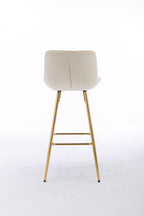 26 Inch Set of 2 Bar Stools,with Chrome Footrest Velvet Fabric Counter Stool Golden Leg Simple Bar Stool,CREAM - Grand Goldman Shop