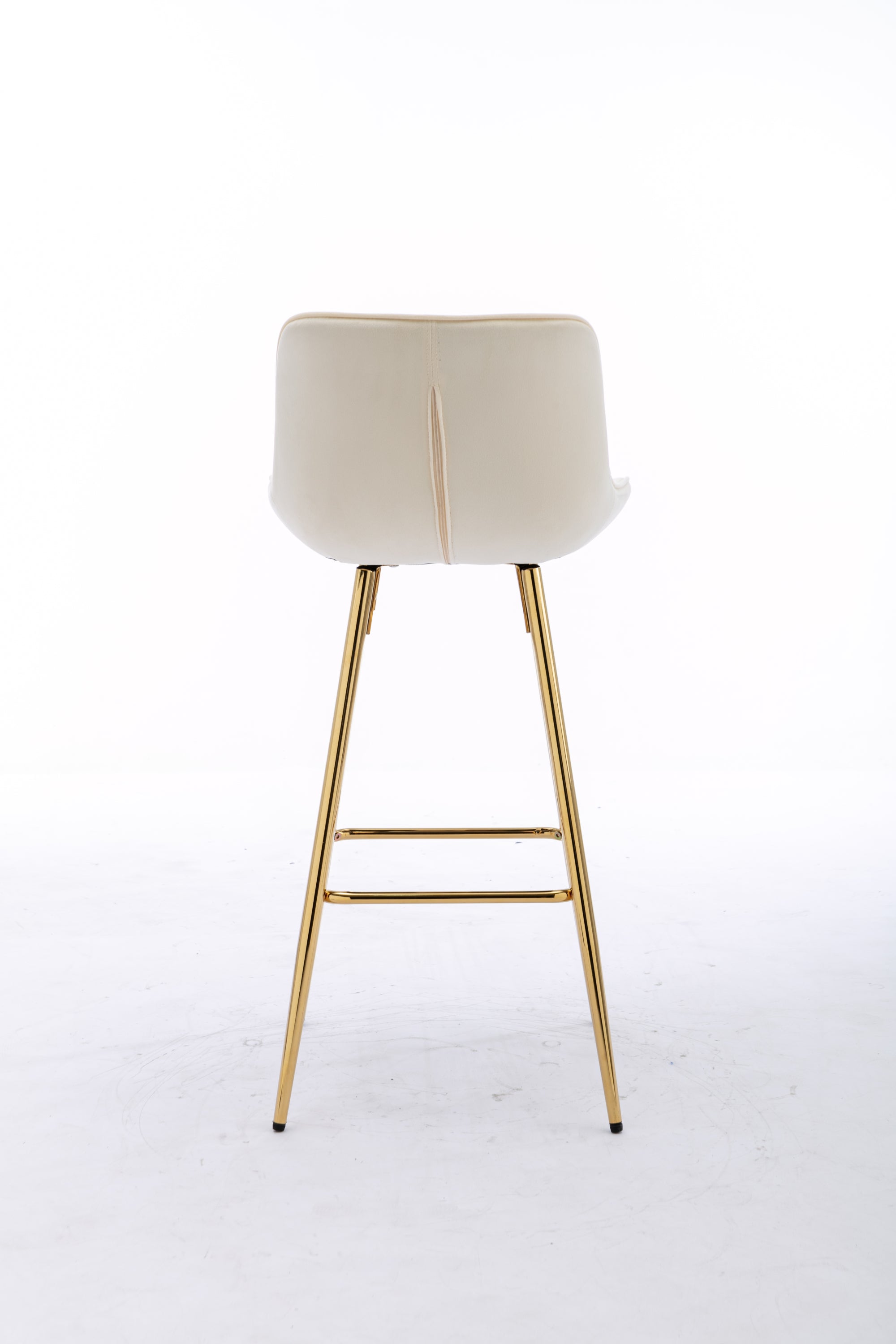26 Inch Set of 2 Bar Stools,with Chrome Footrest Velvet Fabric Counter Stool Golden Leg Simple Bar Stool,CREAM - Grand Goldman Shop