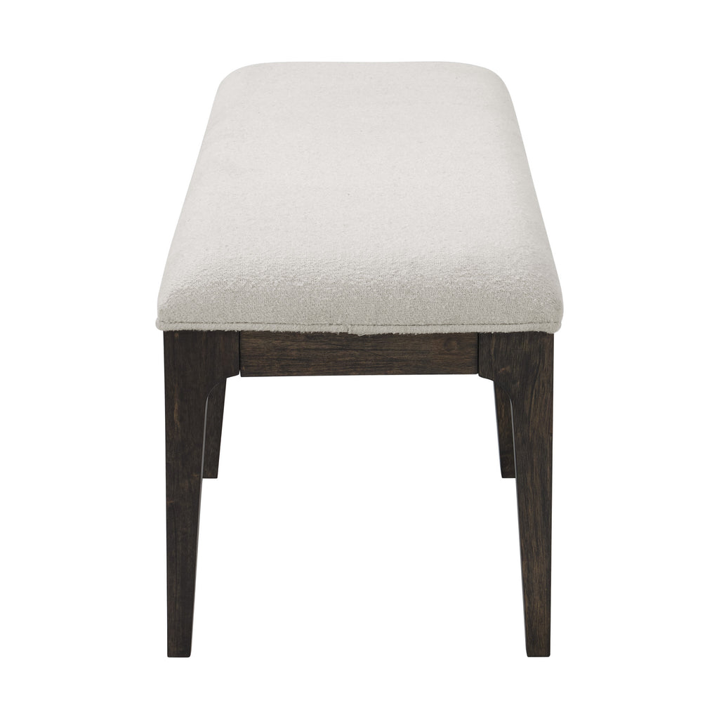 Brown Upholstered Bench with Cream Polyester Fabric, Wood Frame, 18.8' L x 60.8' W x 19.0' H - Grand Goldman Shop