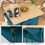 K&K 55.7'' Large Kitchen Island with 2 Drop Leaf,, Rolling Kitchen Cart on 5 Wheels with Power Outlet, Folding Storage Dining Table with Spice & Towel Rack , 3 Drawers, for Kitchen, Dining Room,Green - Grand Goldman Shop