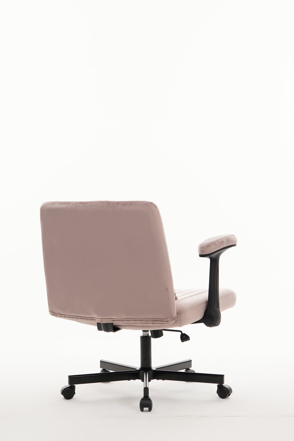 Pink Velvet Criss Cross Armrest Office Chair with Wheels - Comfortable for Home Office, Reading & Vanity | Premium Home Decor
