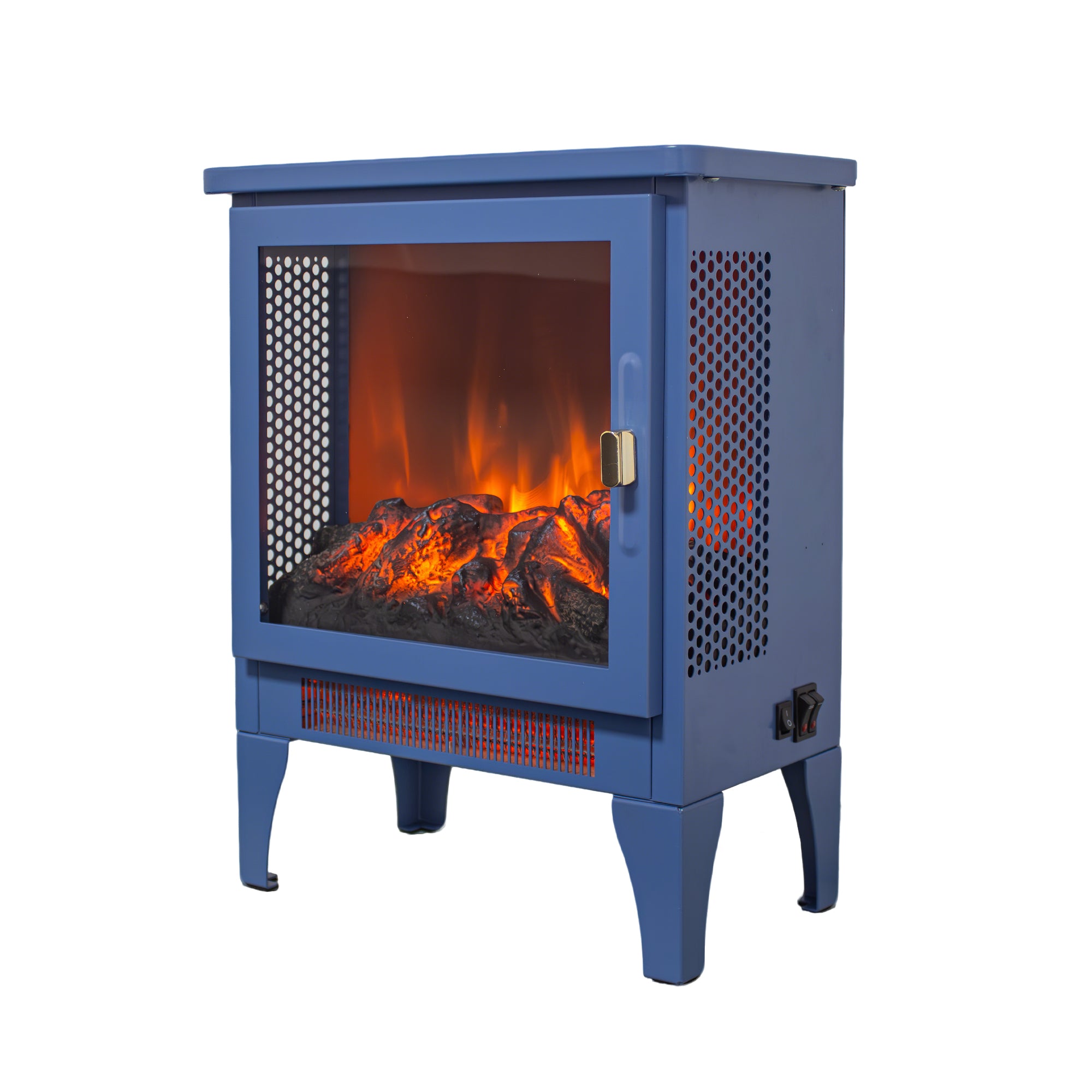 18 inch Freestanding Electric Fireplace Stove heater with 3D Flame effect,Classic Blue - Grand Goldman Shop