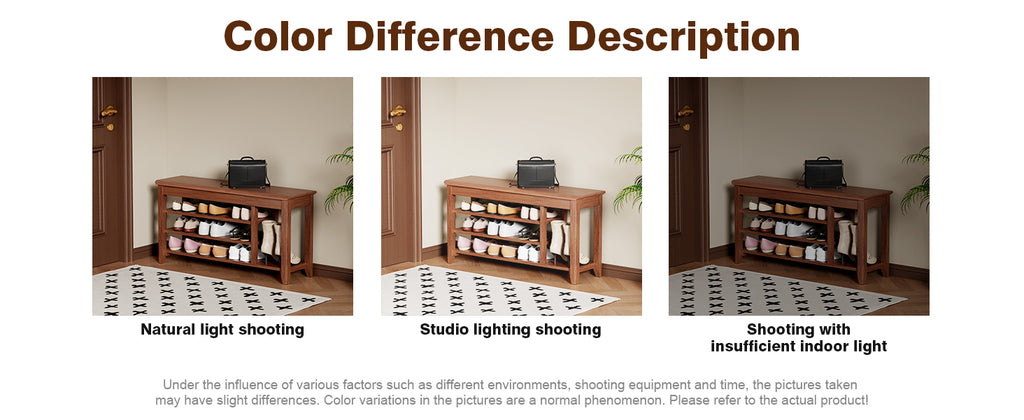 Adjustable shoe-changing bench, storage bench, hidden storage. With a load-bearing capacity of up to 550 pounds, suitable for bedrooms and corridors. 100% solid wood. - Grand Goldman Shop