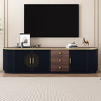 70.8'' Modern Minimalist TV Stand for TVs up to 80 Inches, Entertainment Center with 3 Drawers and 1 Shelf, Metal Handles and 2 Cabinets for Living room - Grand Goldman Shop