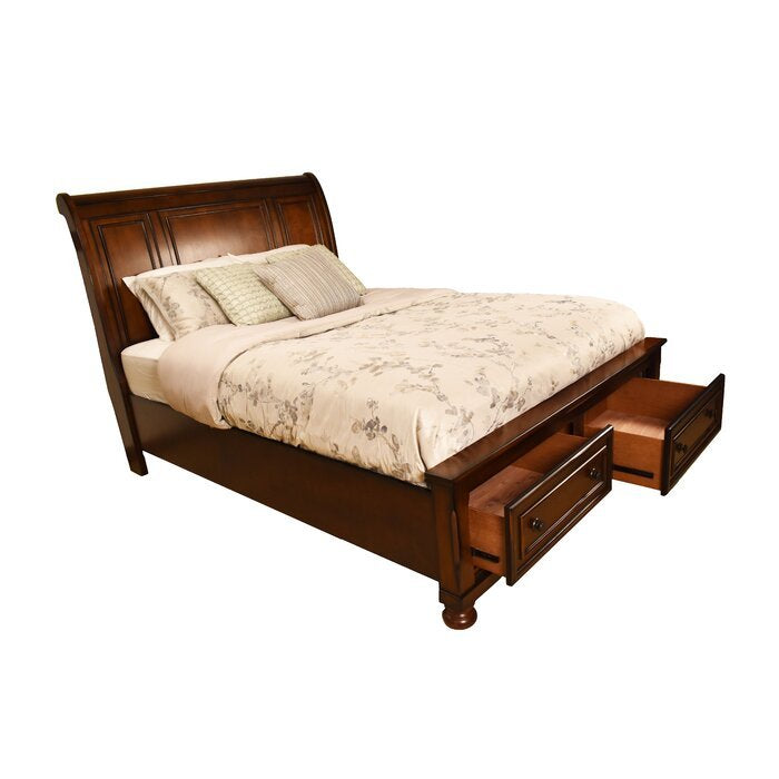 Baltimore Queen 5 Pc Storage Bedroom Set made with Wood in Dark Walnut - Grand Goldman Shop