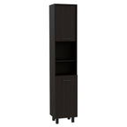 Hobart Pantry, Four Legs, Three Interior Shelves, Two Shelves, Two Cabinets -Black - Grand Goldman