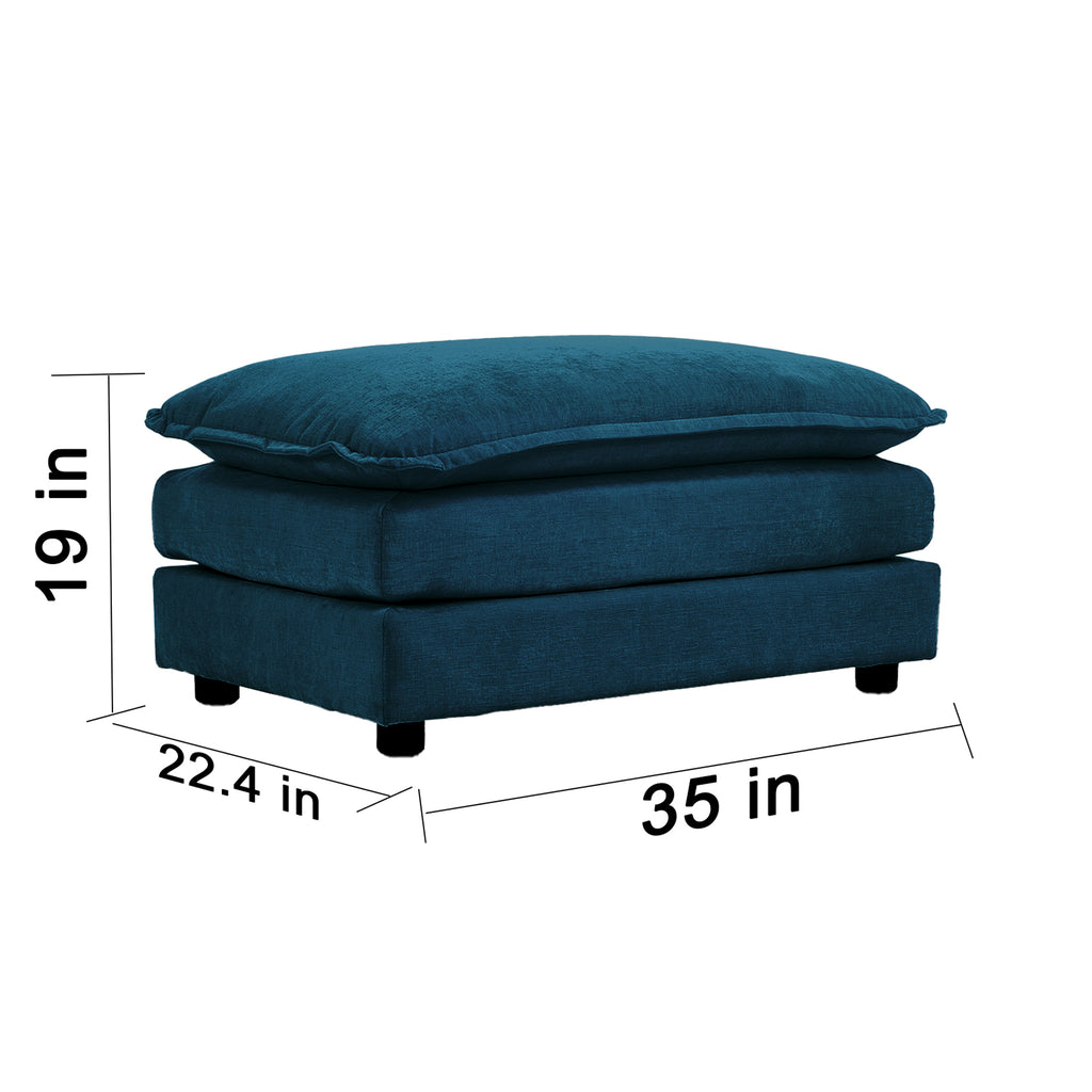 Chenille Fabric Ottomans Footrest to Combine with 2 Seater Sofa, 3 Seater Sofa and 4 Seater Sofa, Blue Chenille - Grand Goldman Shop