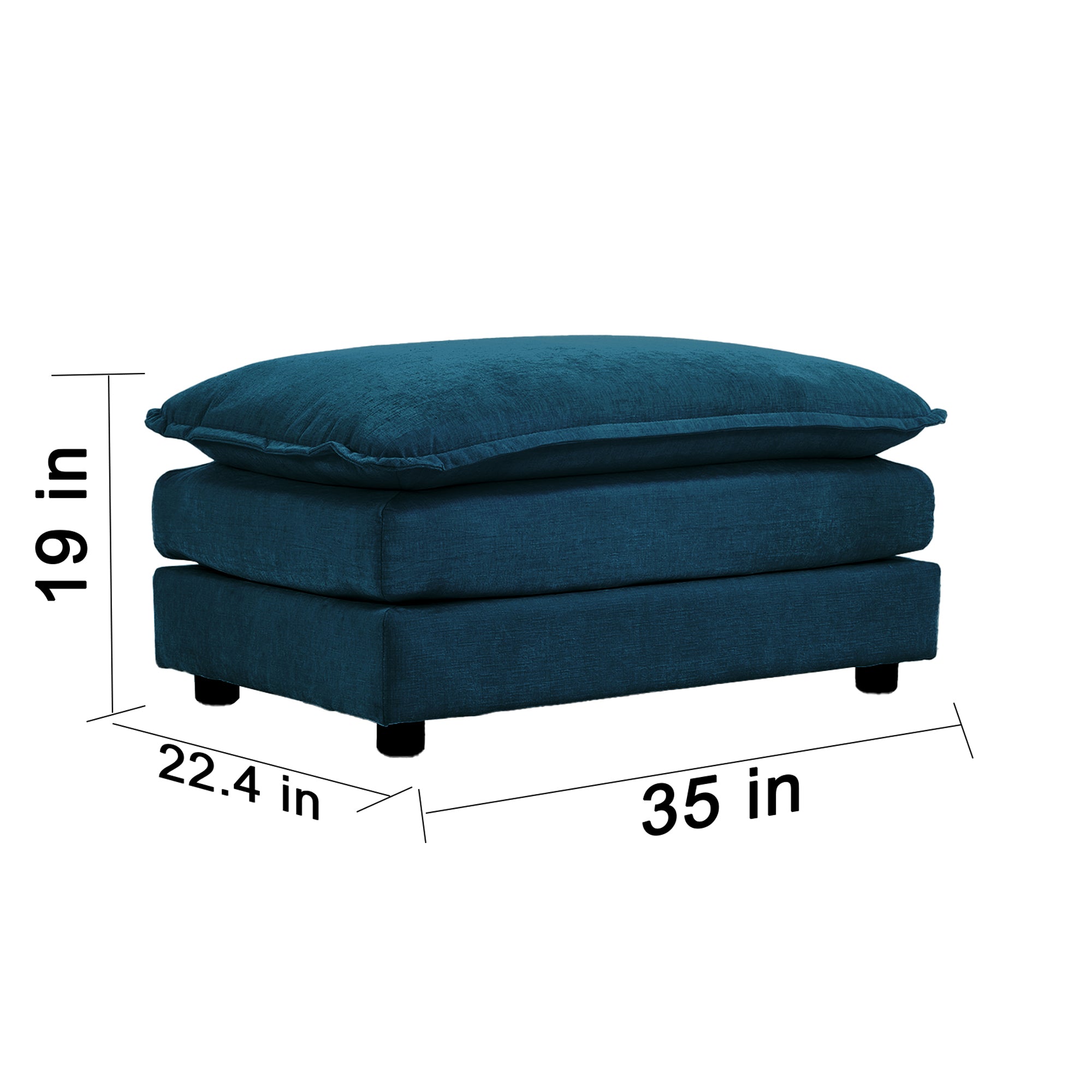 Chenille Fabric Ottomans Footrest to Combine with 2 Seater Sofa, 3 Seater Sofa and 4 Seater Sofa, Blue Chenille - Grand Goldman Shop
