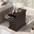 U-Can Classic Vintage Livingroom End Table Side Table with USB Ports and One Multifunctional Drawer with cup holders, Antique Espresso (Old SKU: WF296294AAP) - Grand Goldman Shop