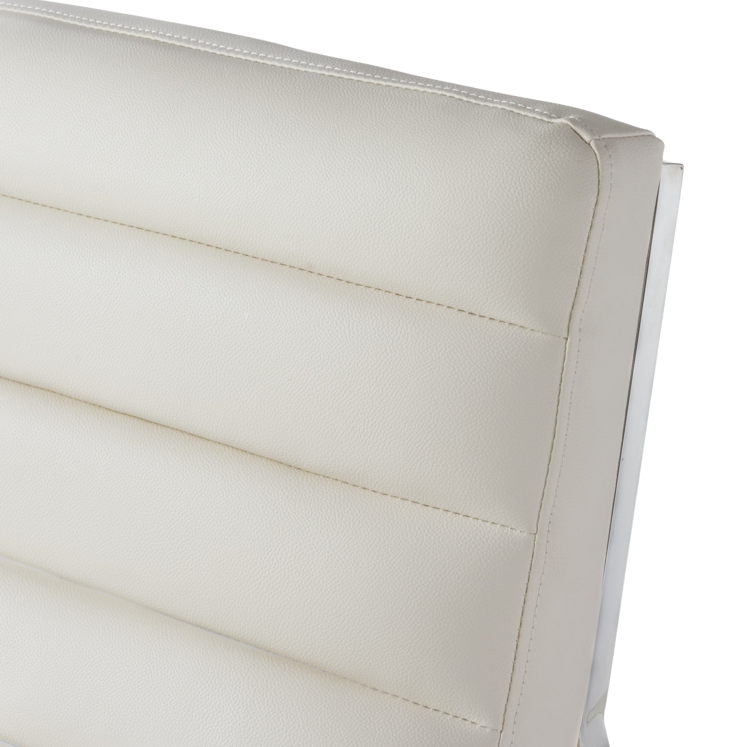 WILMOUTH ROLL OCCASIONAL CHAIR in White Leather with Chrome-Finished Steel Legs, Modern & Contemporary Style - Grand Goldman Shop