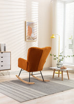 050-Teddy Fabric Rocking Gilder Nursery Chair For Living Room Indoor,Caramel - Grand Goldman Shop