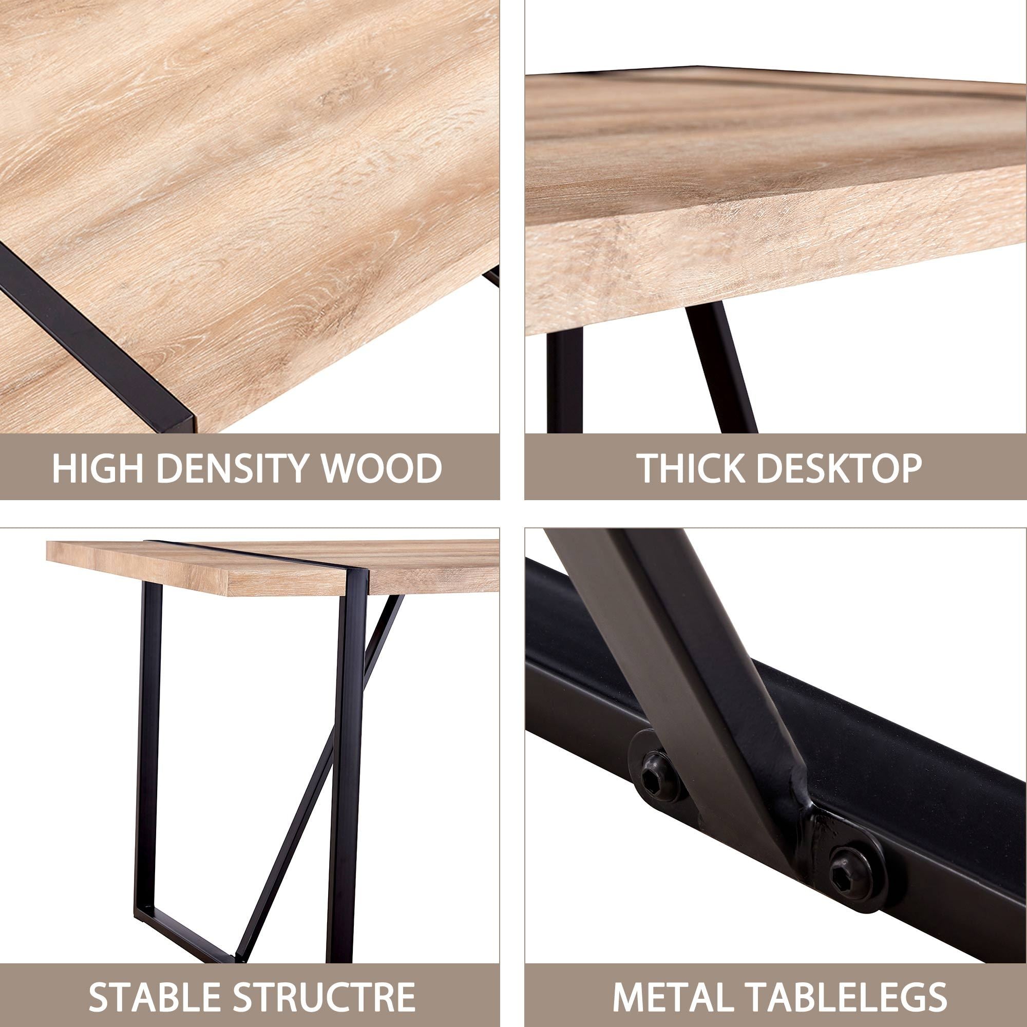 Rustic Industrial Rectangular Wood Dining Table For 4-6 Person, With 1.5' Thick Engineered Wood color Tabletop and Black Metal Legs,Desk For Kitchen Dining Living Room, 55.1' x 31.4'x 29.9'1529W115172 - Grand Goldman Shop