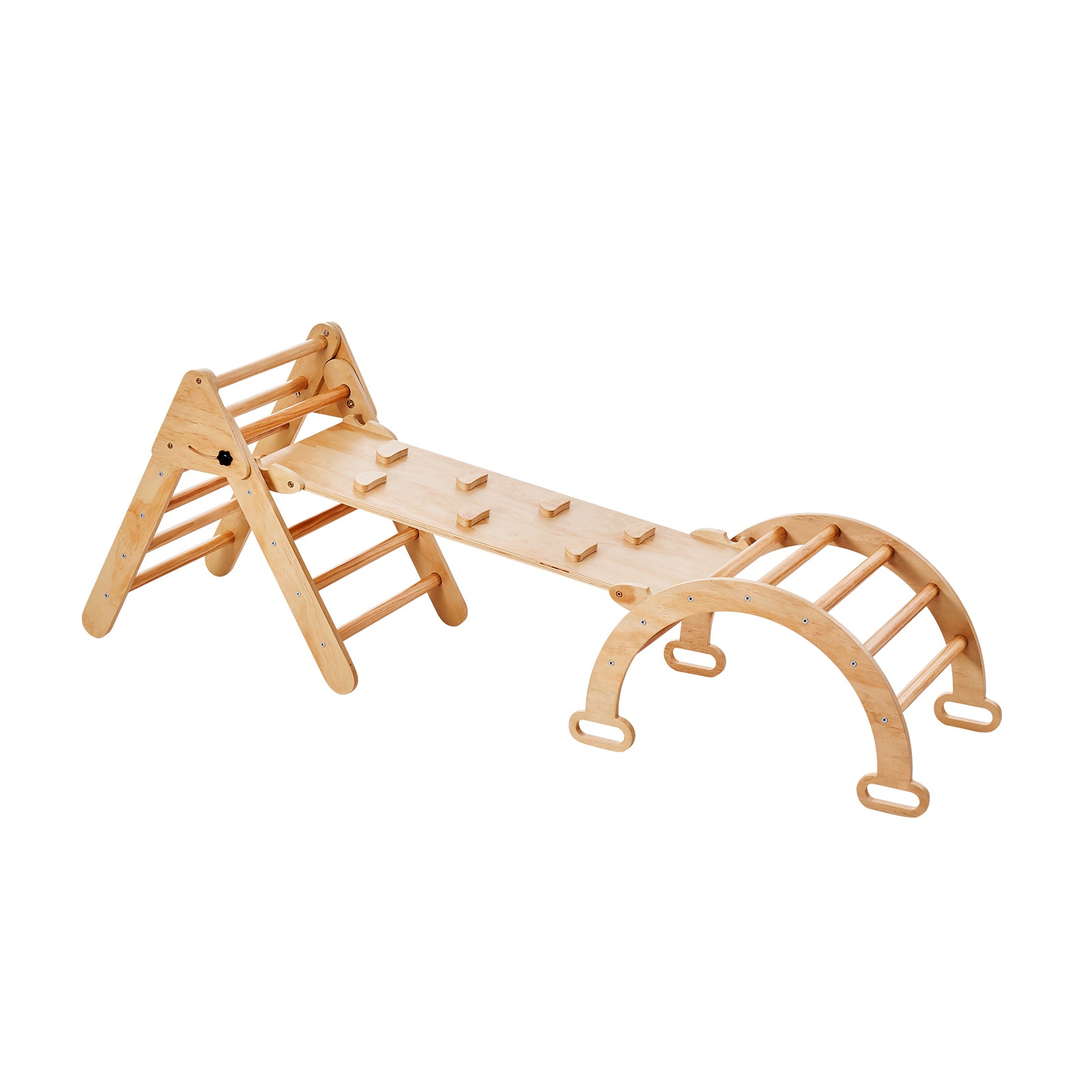 Pikler Triangle Set, 5 in 1 Toddler Climbing Toys Indoor Playground, Ramp, and Arch, Montessori Climbing Set with Triangle, M