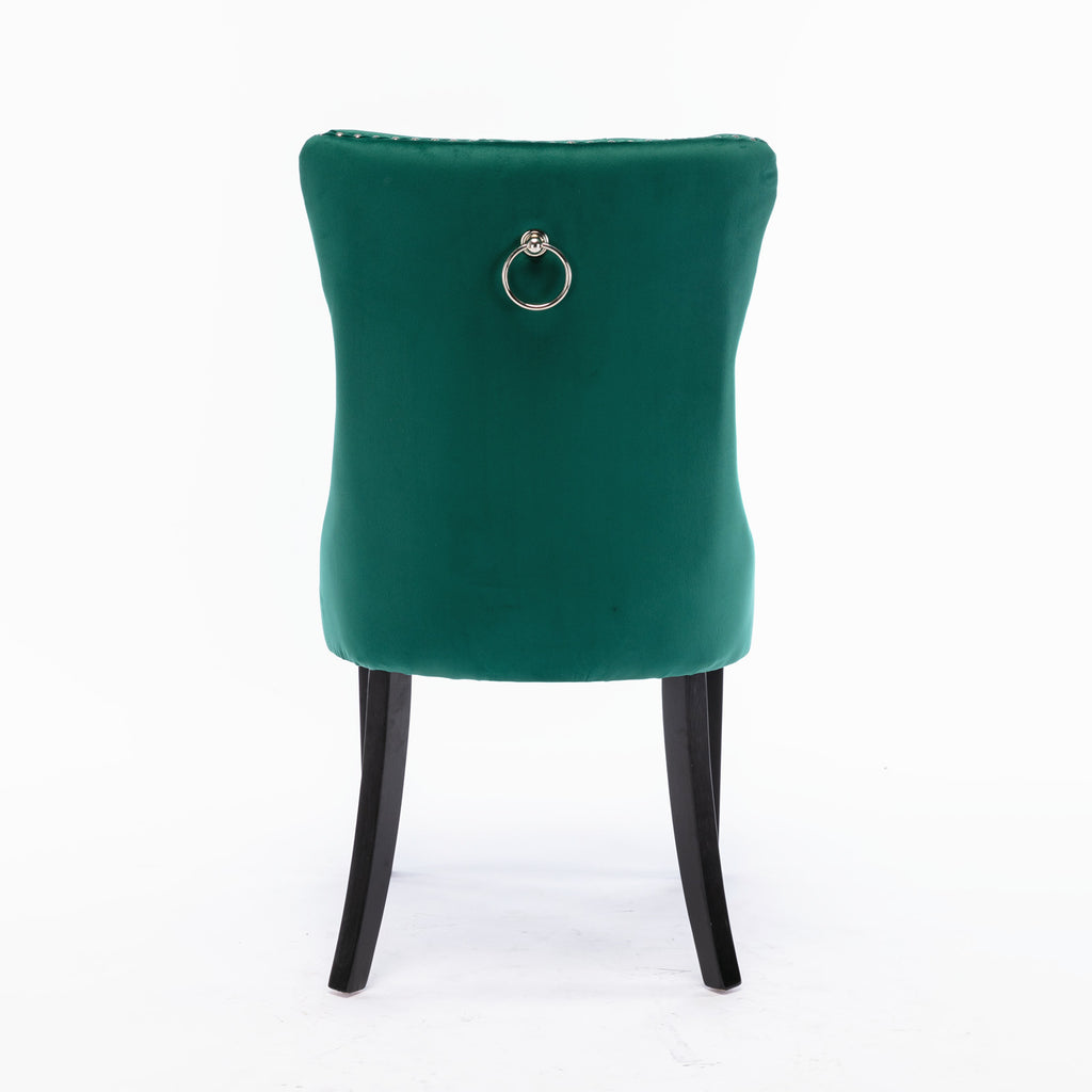 Nikki Collection Modern, High-end Tufted Solid Wood Contemporary Velvet Upholstered Dining Chair with Wood Legs Nailhead Trim 2-Pcs Set,Green, SW2001GN - Grand Goldman Shop