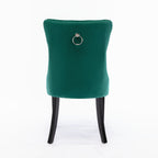 Nikki Collection Modern, High-end Tufted Solid Wood Contemporary Velvet Upholstered Dining Chair with Wood Legs Nailhead Trim 2-Pcs Set,Green, SW2001GN - Grand Goldman Shop