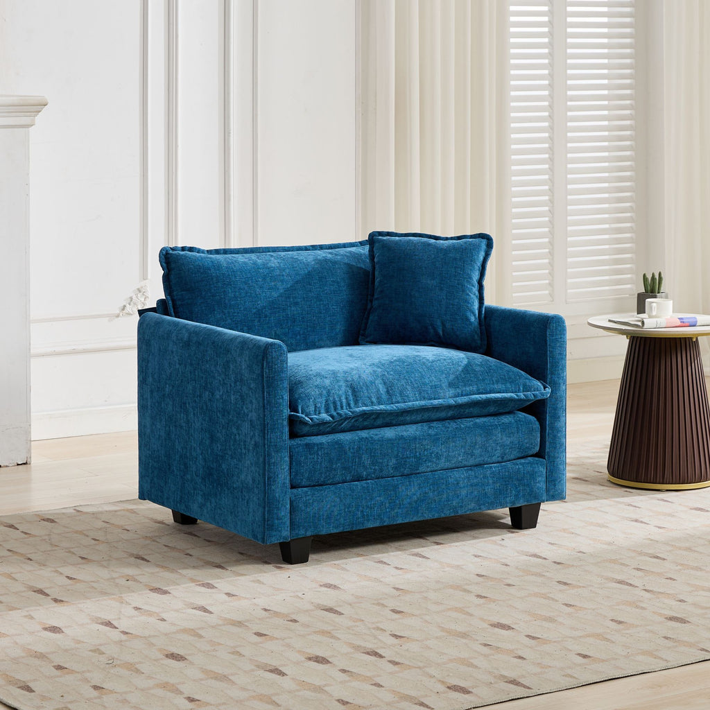 Cloud Sofa one Seat (Armrests are not included), Modern Sectional Couch, for Living Room Bedroom and Apartment, Comfy Double Layer Upholstered Seat Cushion, Breathable Chenille Fabric, Blue - Grand Goldman Shop