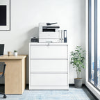 3 Drawer Lateral File Cabinet, 35.4 Inch Wide Metal Filing Cabinet, Locking Heavy Duty File Cabinet for Home Office, Anti-Tip