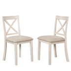 Antique White Modern Dining Table Set for 4 with Round Table and Chairs, Solid Wood & MDF - Grand Goldman Shop