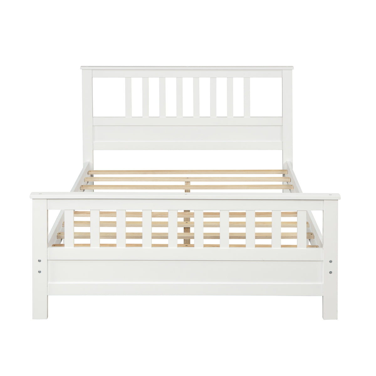 White Pine Wood Platform Bed with Paneled Headboard and Footboard, Full Size - Grand Goldman Shop