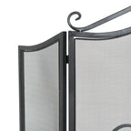 Onyx 3-Panel Iron Fireplace Screen 54' x 31.5', Black Finish - Grand Goldman Shop
