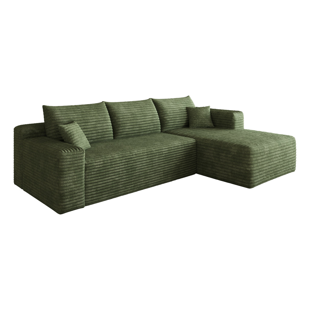 95' Cloud Sectional Sofa,Modern Minimalist Upholstered Couches, Comfort U Shaped Sofa for Living Room,Deep Seat Corner Couch,No Assembly Required,Green( (Plush Corduroy Fabric) - Grand Goldman Shop