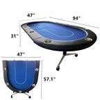 INO Design 94' Fodable Poker Table for 10 players, Blue | Premium Home Decor - Grand Goldman