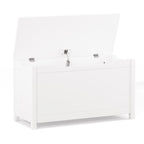 Kids Wooden Toy Box Storage with Safety Hinged Lid for Ages 2+ (White) - Grand Goldman