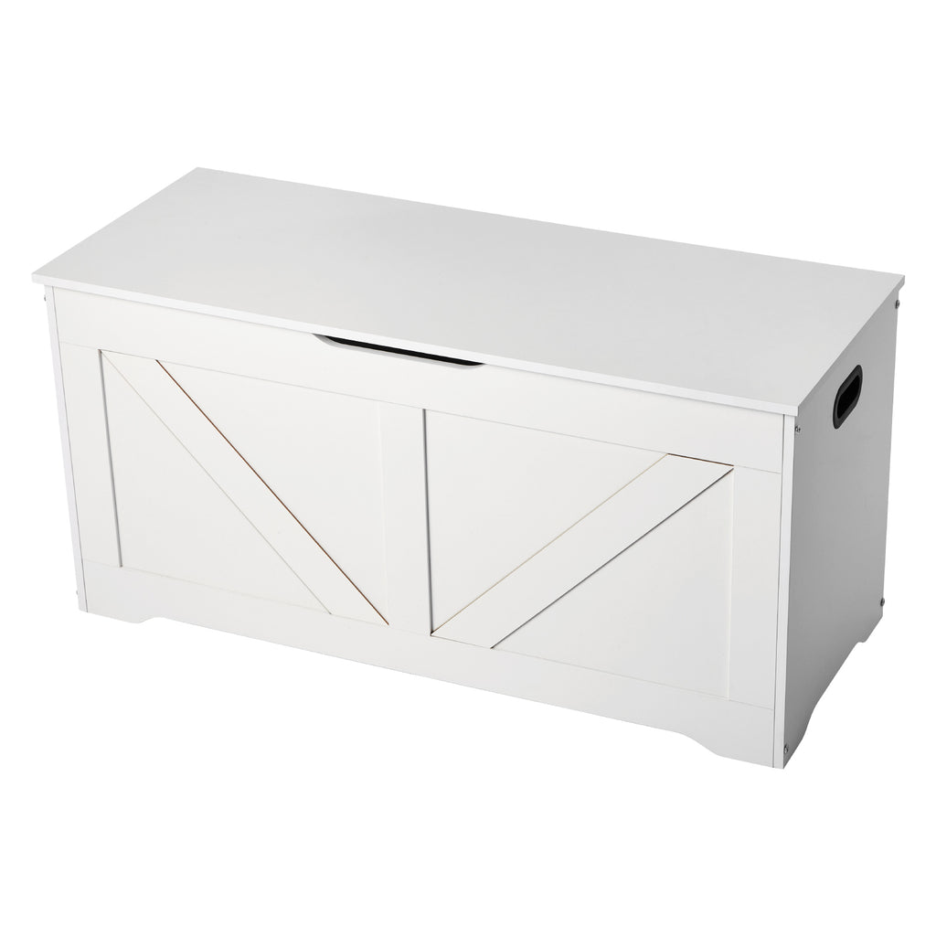 Kids Storage Bench, Wooden Toy Box Chest, Large Storage Cabinet with Safety Hinge, Toddlers Storage Bench for Playroom, Livin