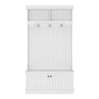 Hall Tree with Storage Shoe Bench for Entryway and Hallway, 4-in-1 Design Coat Racks with Hooks for Living Room, White - Grand Goldman Shop