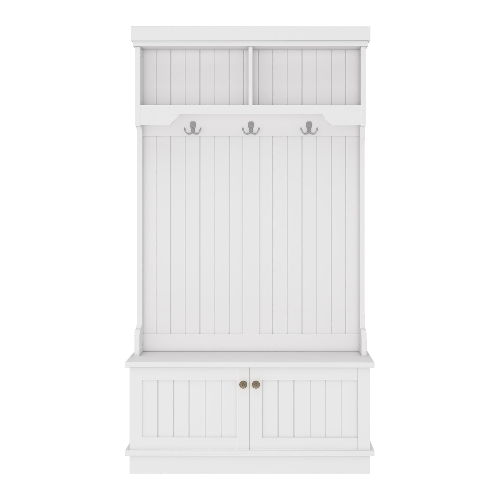 Hall Tree with Storage Shoe Bench for Entryway and Hallway, 4-in-1 Design Coat Racks with Hooks for Living Room, White - Grand Goldman Shop
