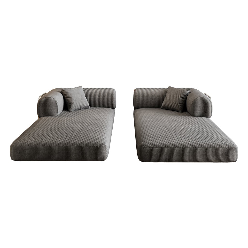 78.8' Compression Sofa,Convertible Floor Sofa Bed-with Pillow Back Support Armrest,Comfy Futon Couch Sleeper Bed,Loveseats Boneless Modular Sectional Sofa,Corduroy fabric,for Living Room,Bedroom,Grey - Grand Goldman Shop
