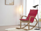 Modern Rocking Chair, Modern Accent Rocker Armchair With Wooden Frame, Upholstered High Back Wooden Rocking Chair for Contemporary Living Spaces, Red - Grand Goldman Shop