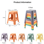 5 Pack Stackable Classroom Stools, 18.8' Height Colorful Nesting Plastic Stool, Portable Backless Chairs Flexible Seating for