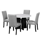 5-Piece Round Dining Table set, 43-Inch Modern Dining Table and 4 Upholstered Chairs for Dining Room, Kitchen Room, Living Room, Easy Assembly - Grand Goldman Shop