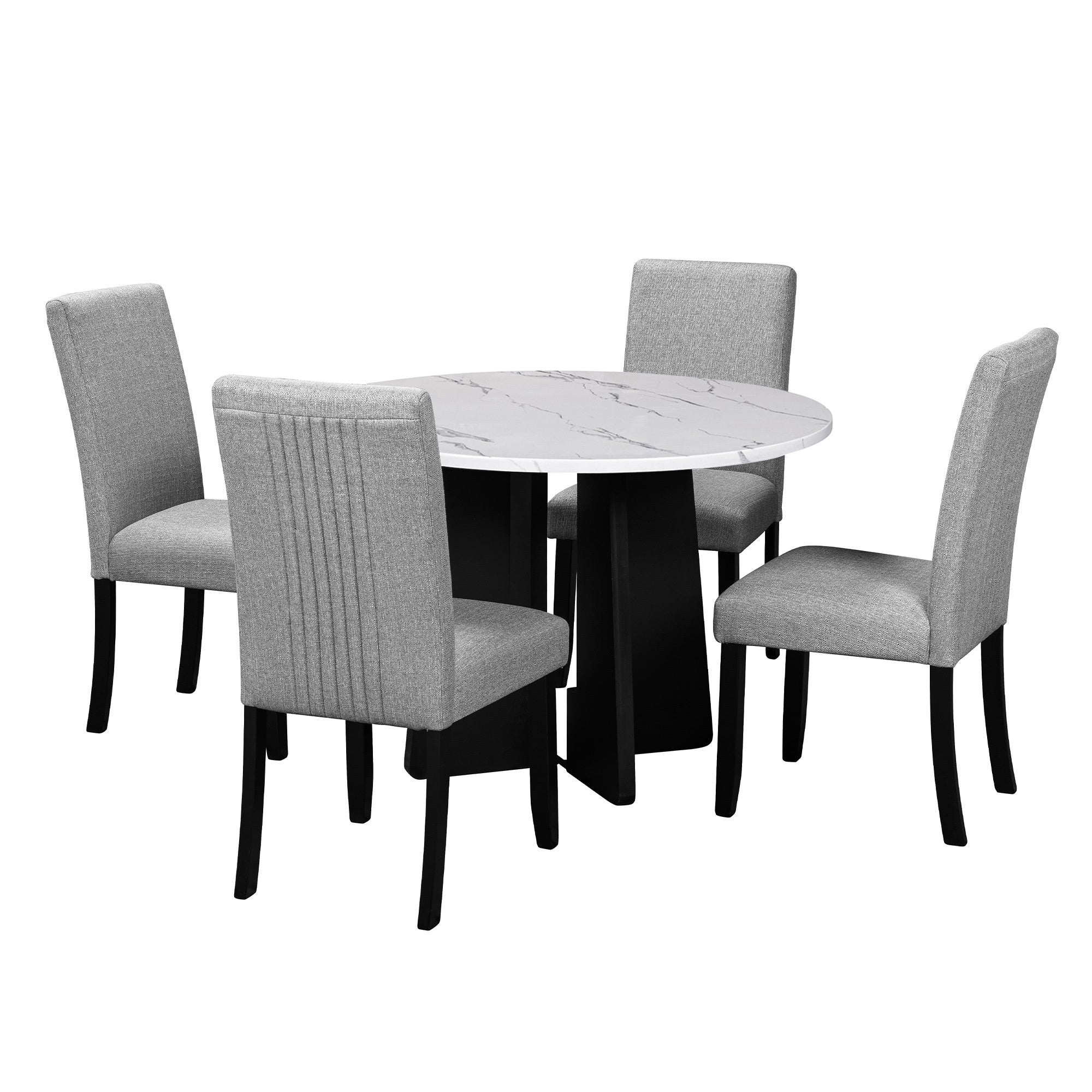 5-Piece Round Dining Table set, 43-Inch Modern Dining Table and 4 Upholstered Chairs for Dining Room, Kitchen Room, Living Room, Easy Assembly - Grand Goldman Shop