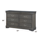 Louis Philippe Dark Gray Finish 4 PCS Bedroom Set (E. King) - Grand Goldman Shop