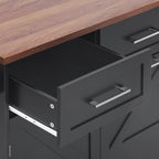 K&K 47.2' Farmhouse Kitchen Island with Drop Leaf, Kitchen Storage Island with Removable Side Racks, Two Drawers, Rolling Kitchen Cart on Wheels with Towel Rack, for Home, Kitchen, Dining Room, Black - Grand Goldman Shop