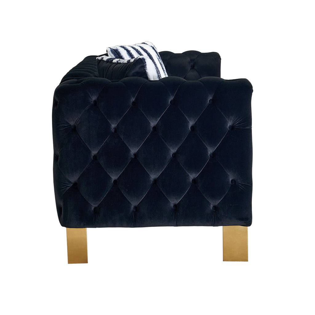 Chesterfield Modern Tufted Velvet Living Room Sofa, 84.25''W Couch,Black - Grand Goldman Shop